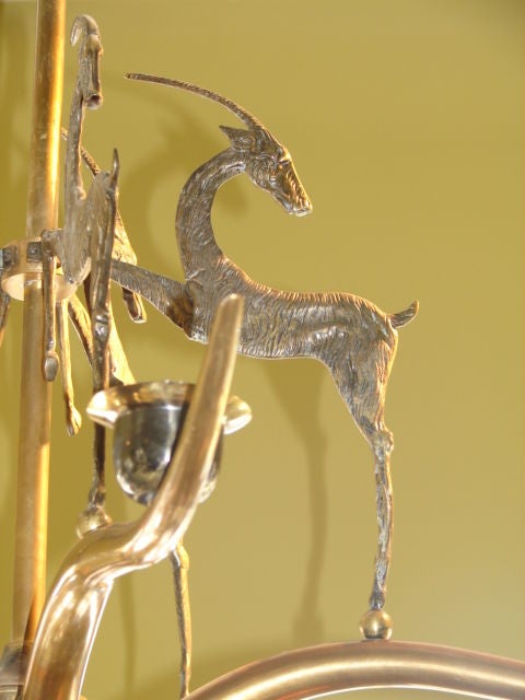 Italian Tyrolean chandelier with Alpine Ibex or gazelle figures