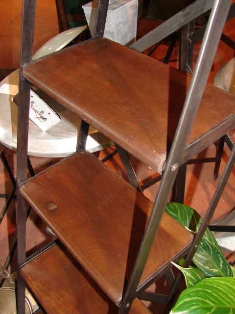Mid-20th Century Steel and wood plank library steps