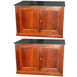 PAIR of walnut and soapstone buffets