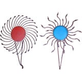 Pair of ironwork sunburst sconces