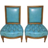 Pair of Petit Louis XVI Slipper Chairs