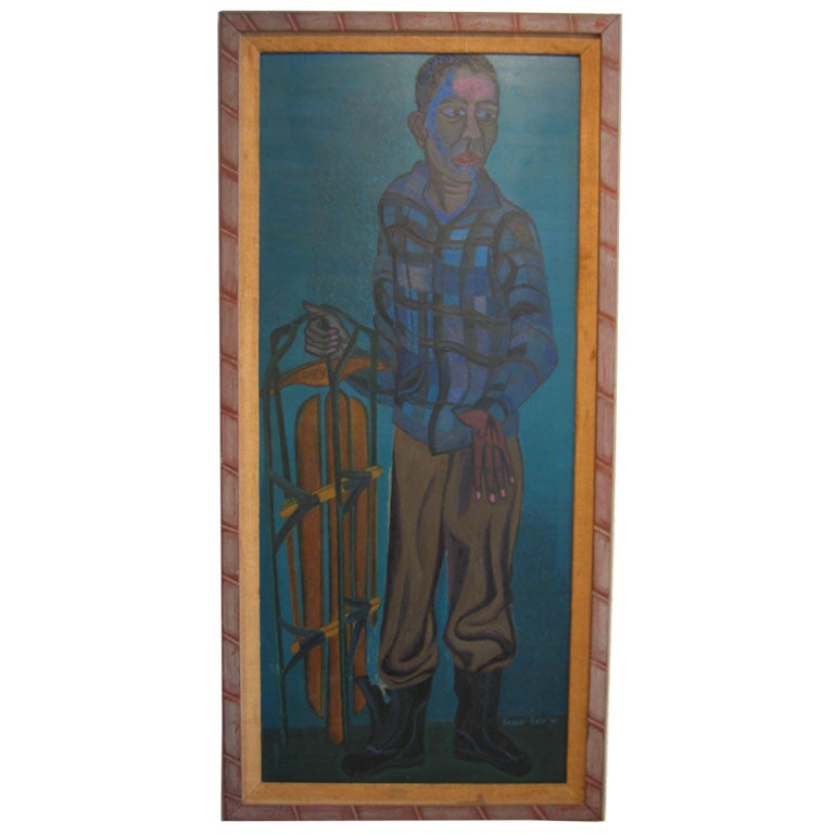 Portrait of Boy with Sled by Bessie Boris