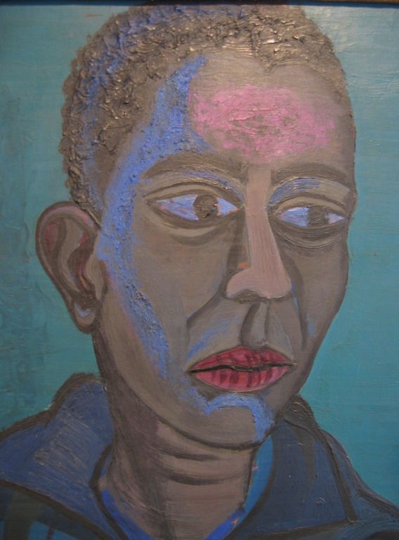 Wonderful oil on board life-size portrait of a boy with his sled by Bessie Boris (1917-1993).<br />
<br />
Bessie Boris, who was born in Johnstown, Pa., studied at the Art Students League in the early 1930's and worked for the Works Progress