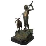 Bronze of Boy & Goat by Campajola