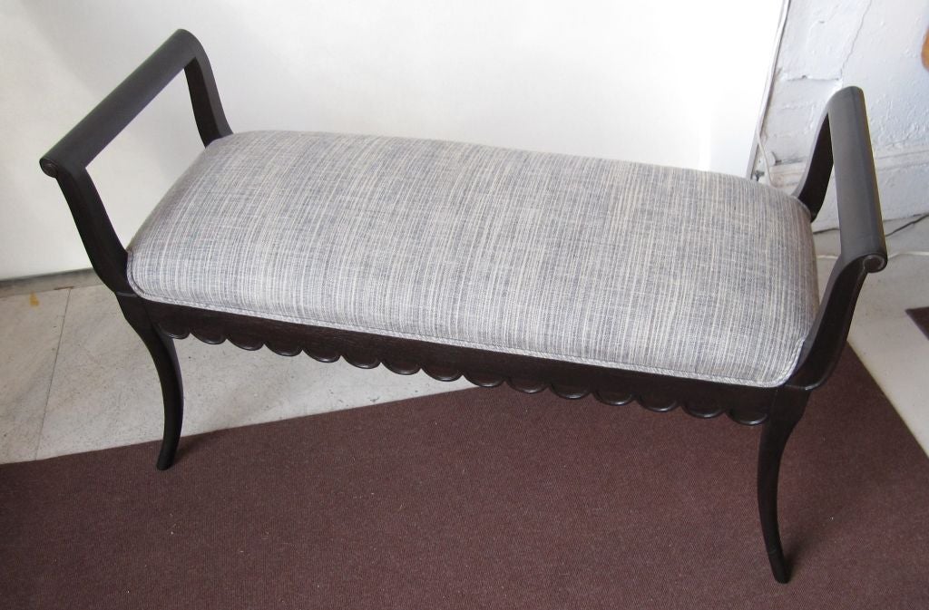 Mahogany and Upholstered Bench