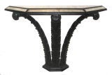Carved feather and mirrored hanging console