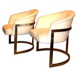 Milo Baughman style chromed armchairs