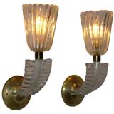 Pair of 1930's clear glass Venetian sconces