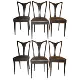 Set of six  ebonized rosewood chairs in the manner of Ico Parisi