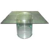 Clear glass table by Luigi Massoni with rounded glsss legs