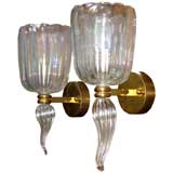 Imposing pair of Venetian glass sconces