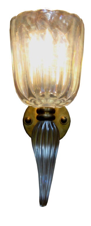 Imposing pair of Venetian glass sconces