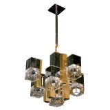 Gaetano Sciolari 60's 10 lights chrome and brass chandelier