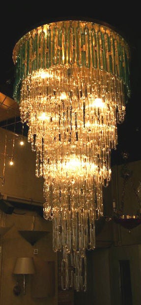 Exquisite, large but  light Italian 70's chandelier 1