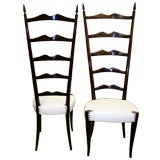 Pair of  Italian ebonized high back chairs Ponti style