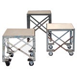 Set of three industrial side tables