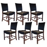 Set of Six Kaare Klint Horsehair Upholsterd Mahogany Chairs