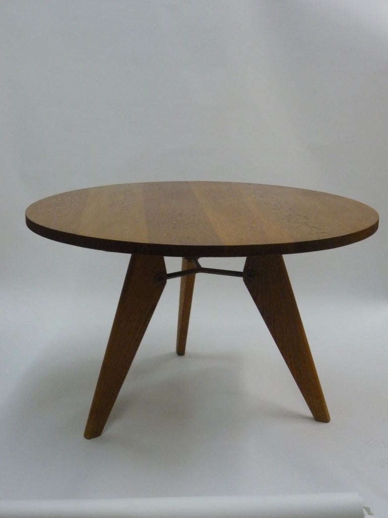 French Jean Prouve Style Round Table For Sale