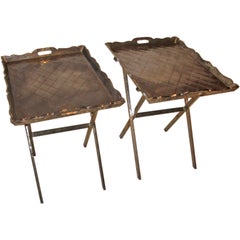 Vintage Pair of French Folding Side Tables by Maison Jansen(Attr)