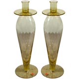 Vintage Pair of Murano Glass Candle Holder