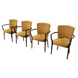 Set of Four Walnut Bridge Chairs by John Widdicomb.