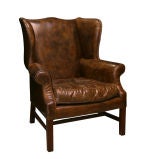 Impressive Distressed Leather Wing Back Chair