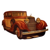 Hand-Painted Car Panel on Wood