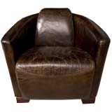 Beautiful distressed leather rocket chair