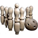 Antique Wooden European Bowling set