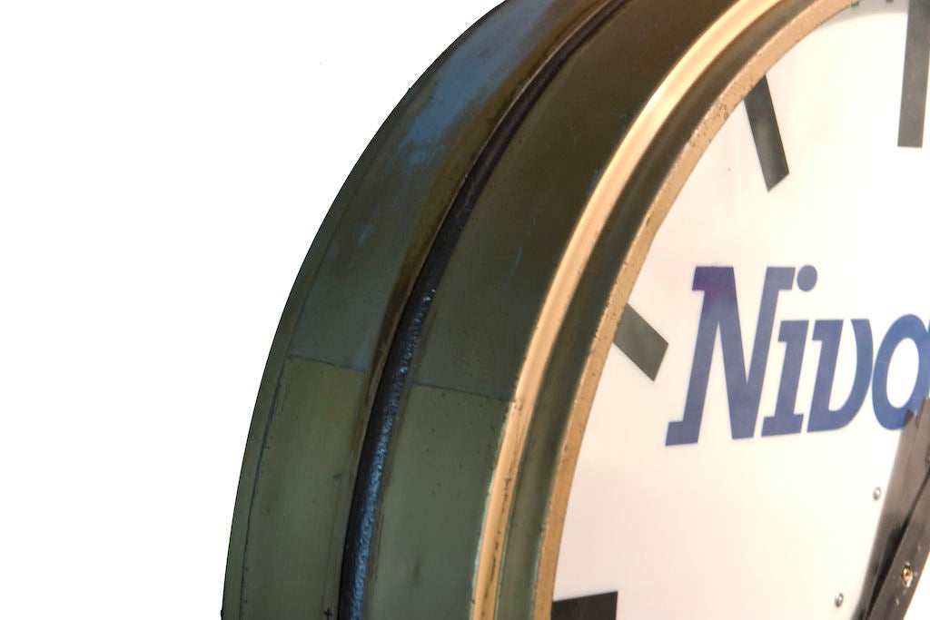 Double sided, ready to hang train station clock. Fully functional (lights up and has a working motor). 5800 USD, a steal