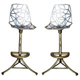 Pair of Bar Stools in the Style of Antoni Gaudi