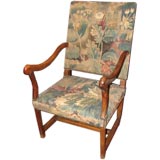 Early 18th Century Elm Armchair with Aubusson Tapestry