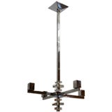 Chrome Chandelier with Glass Cube Details