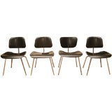 Set of Four Chrome and Black Lacquered Molded Plywood Chairs