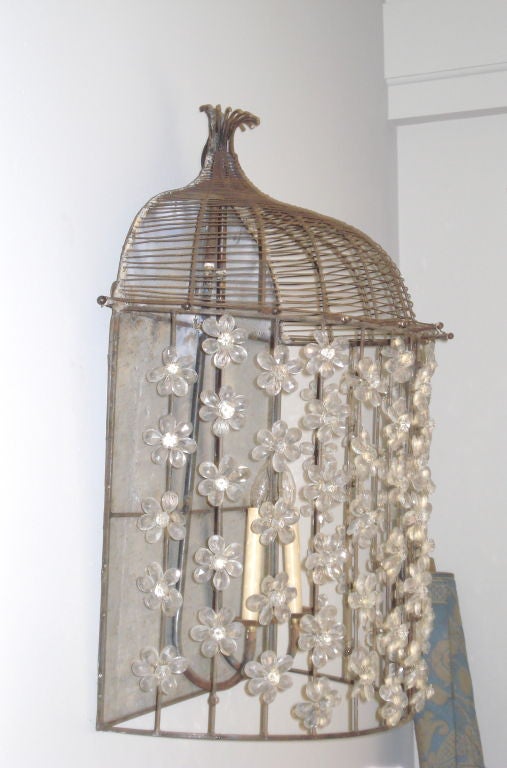 20th Century PAIR of Demi Birdcage Sconces