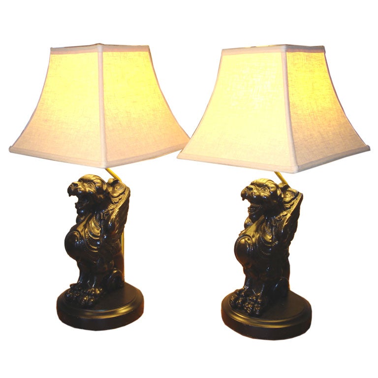 PAIR of Griffin Lamps