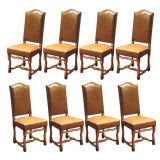 Set of 8 Louis IV Style Leather Dining Chairs