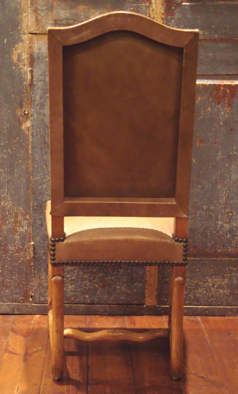 French Set of 8 Louis IV Style Leather Dining Chairs For Sale