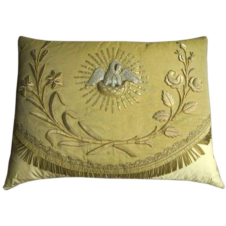 19th C French Ecclesiastic Fragment Pillow For Sale