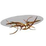 Sculptural Metal and Glass Coffee Table