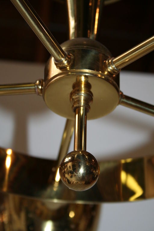 Lightolier 60's Brass radial Chandelier designed by Gerald Thurs In Good Condition In Los Angeles, CA