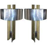 Pair of 60's Concrete and Chrome Lamps Attr. to P.M. de Rocha