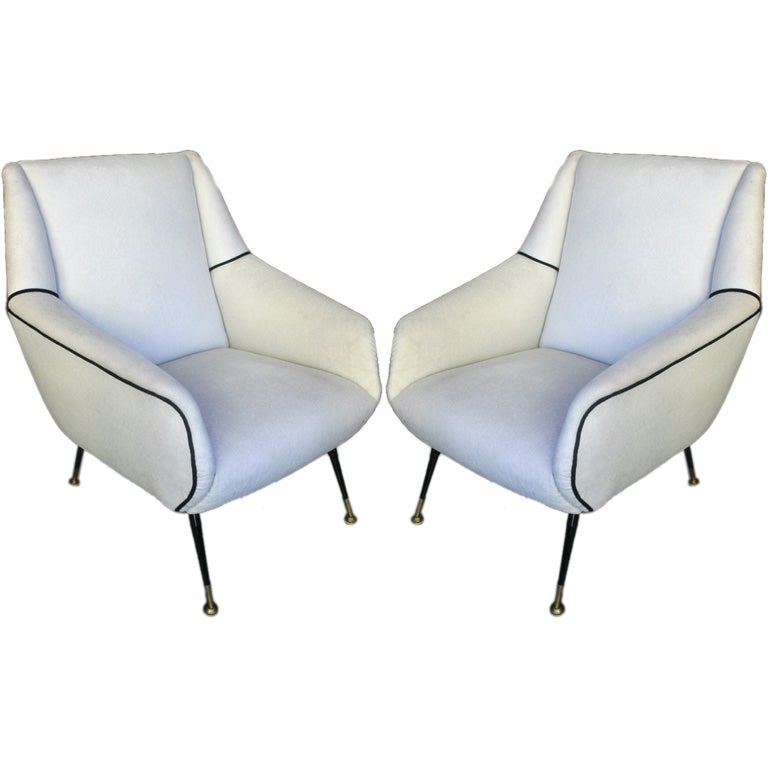 Pair of Italian Club Chairs in the Style of Marco Zanuso
