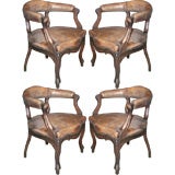 Set of Four 19th c. Italian Leather Armchairs