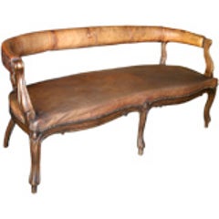 19th c. Italian Leather Settee Sofa 12
