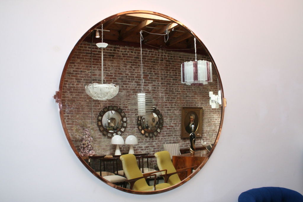 Large Custom Round Copper Mirror For Sale at 1stdibs