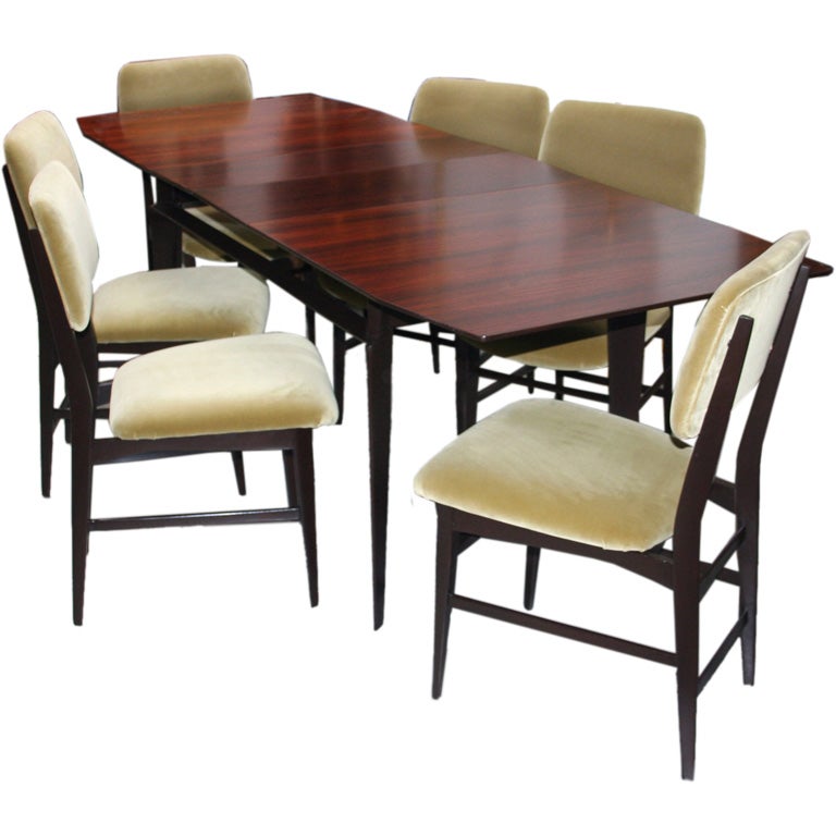 Elegant 50's Dining Table and Six Chairs by Vitorio Dassi