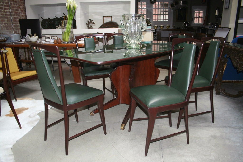 Italian 50's Borsani Dining Table with Six Matching Chairs