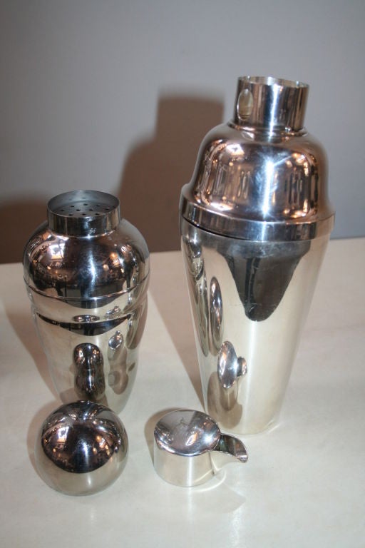 Silver Plate Set of Three Cocktail Shakers