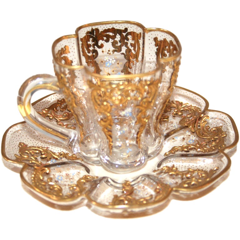 Set of 12 Hand-Painted Murano Coffee/Tea Cups
